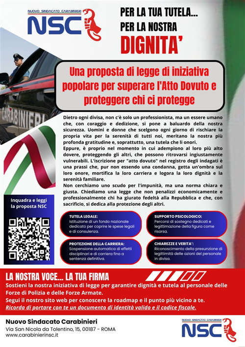 Raccolta firme -  Nuovo Sindacato Carabinieri